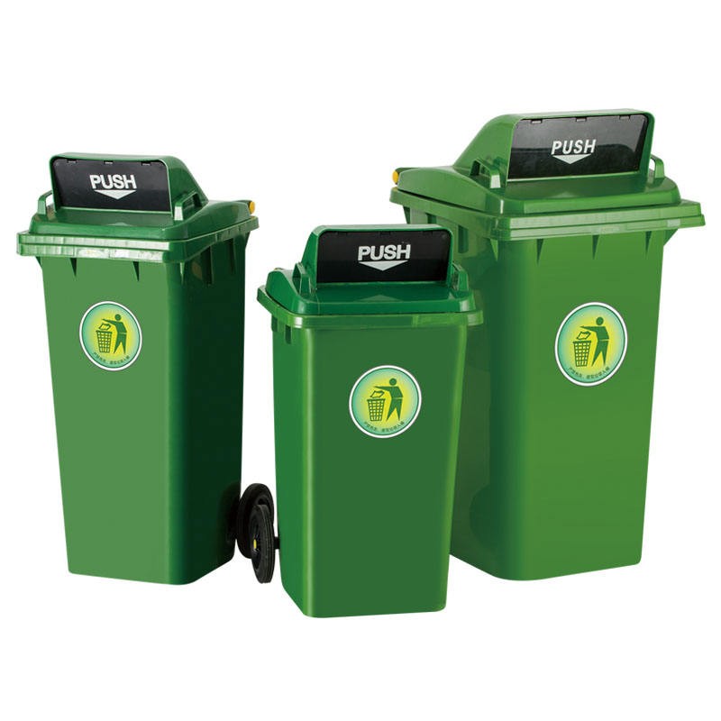 240L Street Trash Can Garbage Containers Waste Bin Plastic Dustbin With Wheels And Lid