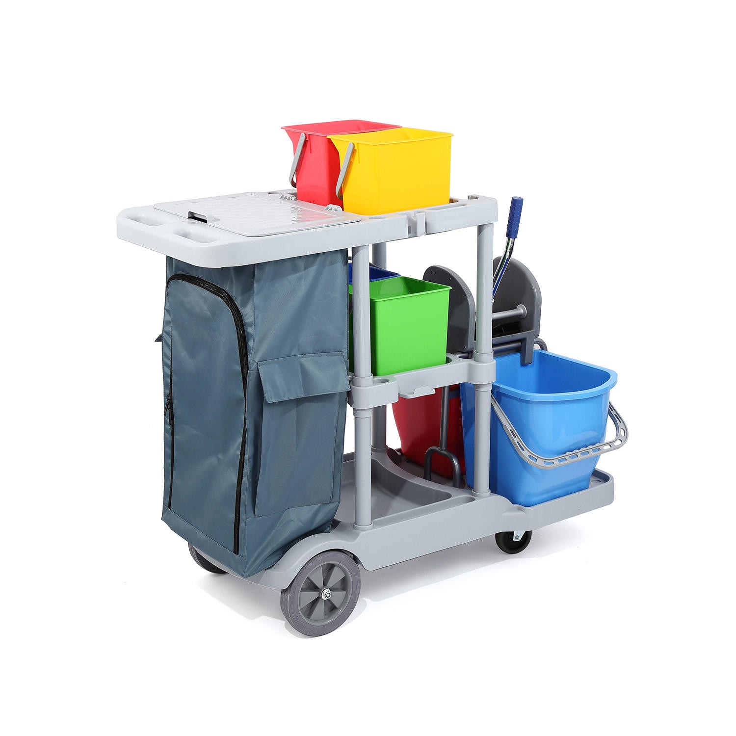 Portable Janitor Cleaning Cart on Wheels for Office Bathroom and Room Four-Wheeled Mobile Cleaning Carts