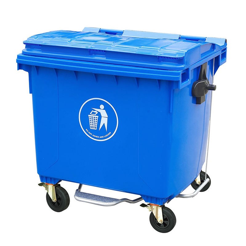  Large foot pedal dustbin food waste bin capacity 1100 liter industrial plastic waste bin container with wheels lid